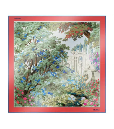 Max Mara Silk Printed Scarf In Pink