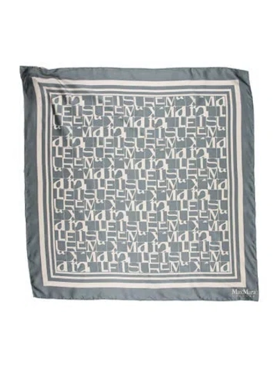 Pre-owned Max Mara Silk Printed Scarf W/ Tags In Blue