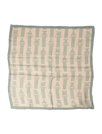 Pre-owned Max Mara Silk Printed Scarf W/ Tags In Green/neutrals