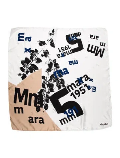 Pre-owned Max Mara Silk Printed Scarf In White