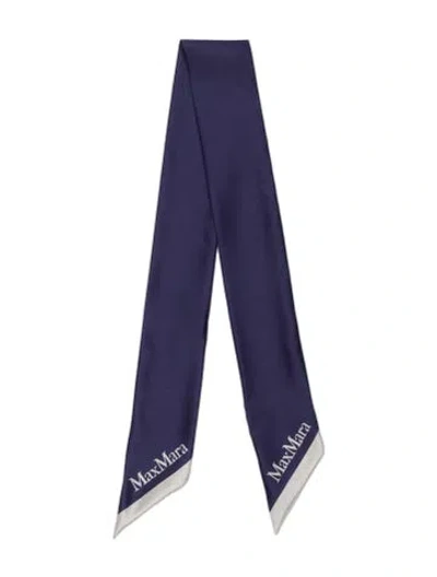 Pre-owned Max Mara Silk Printed Shawl In Blue