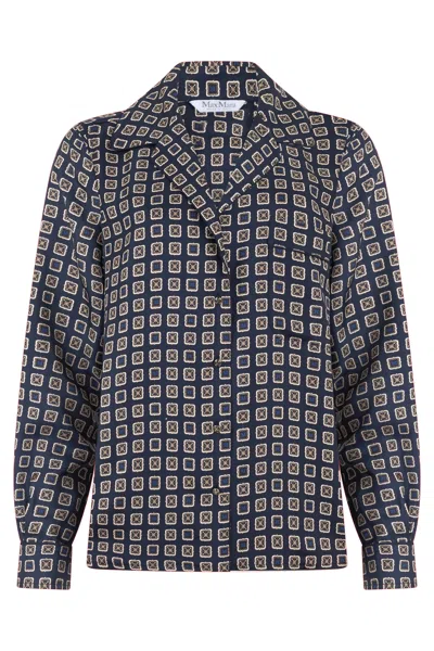 Max Mara Silk Printed Shirt In Blue