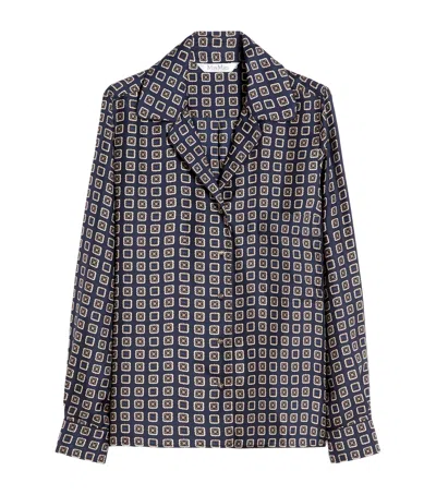 Max Mara Silk Printed Shirt In Blue