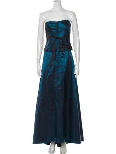 Pre-owned Max Mara Silk Printed Skirt Set In Blue