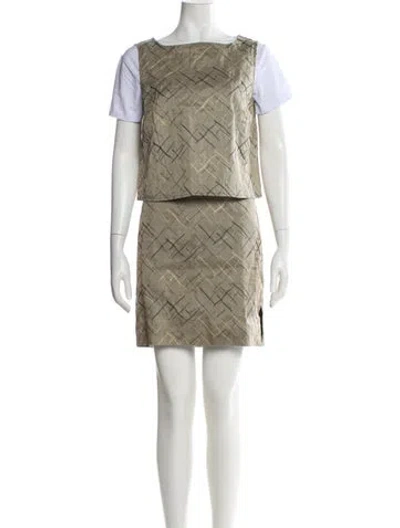 Pre-owned Max Mara Silk Printed Skirt Set In Neutral