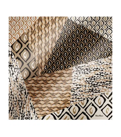 Max Mara Silk Printed Square Scarf In Neutral