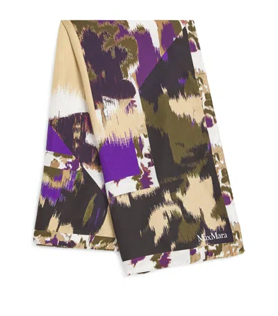 Max Mara Silk Printed Stole Scarf In White