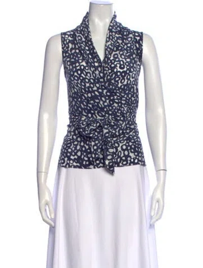 Pre-owned Max Mara Silk Printed Top In Black/white