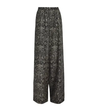 Max Mara Silk Printed Trousers In Black