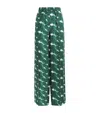 Max Mara Silk Printed Trousers In Green