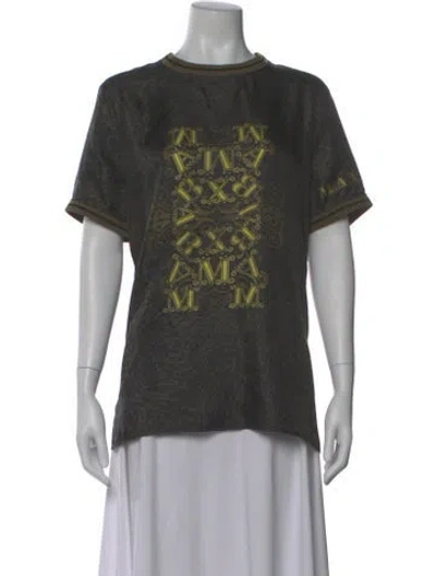 Pre-owned Max Mara Silk Printed T-shirt In Gray