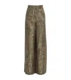 Max Mara Silk Printed Wide-leg Trousers In Green