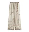 Max Mara Ivory Printed Silk Twill Mxmrive Fluid Trousers In Multi
