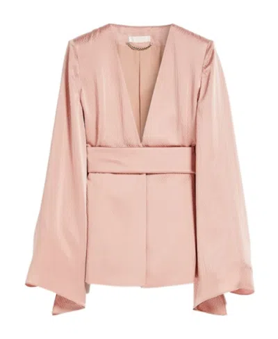 Max Mara Silk Satin And Clothing Casual Jacket In Nude