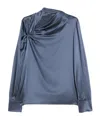 Max Mara Knot-detail Long-sleeve Blouse In Blue