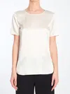 Max Mara Cortona Silk Satin T-shirt In Cream