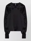 Max Mara Silk Satin Blouse Featuring Bow Detail In Black