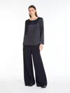 Max Mara Silk Satin Blouse In Navy