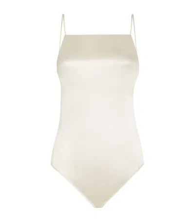 Max Mara Silk-satin Bodysuit In White