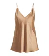 Max Mara Silk Top With Spaghetti Straps And V-neckline In Neutral