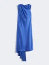 Max Mara Silk Satin Cocktail Dress In Blue