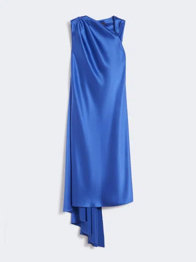 Max Mara Silk Satin Cocktail Dress In Blue