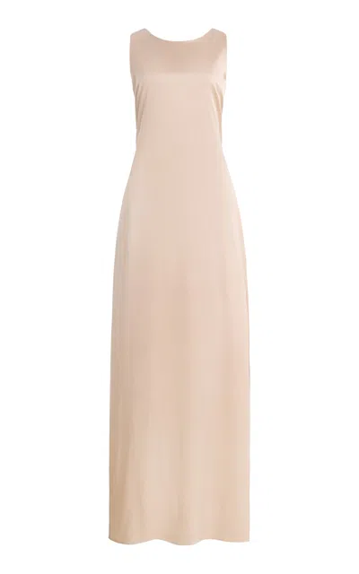 Max Mara Silk Satin Dress In Neutral