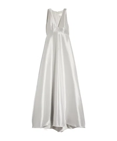 Max Mara Silk Satin Dress In White