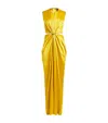 Max Mara Front Draped Dress With Metal Ring Accent In Yellow