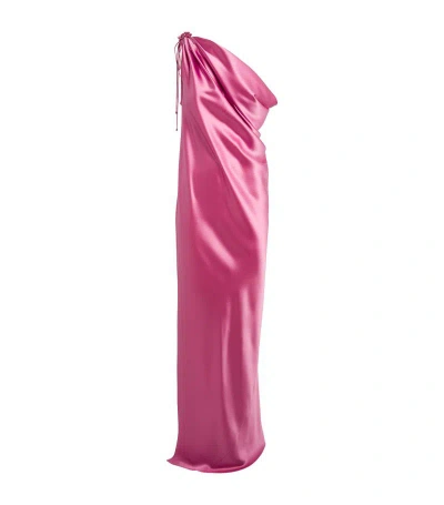 Max Mara Silk Satin Maxi Dress In Pink