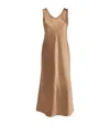 Max Mara Banjo Slip Midi Silk Dress In Beige