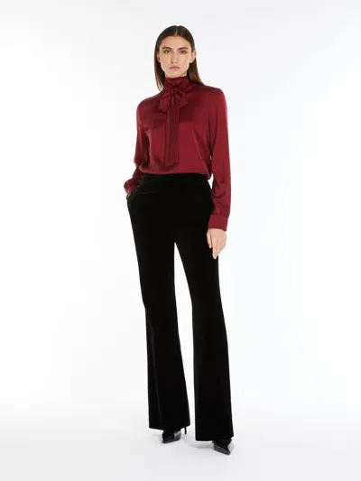 Max Mara Silk Satin Shirt In Burgundy