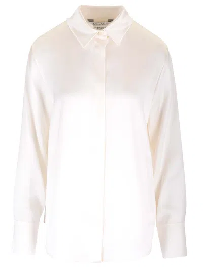 Max Mara Silk Satin Shirt Shirts White
