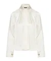 Max Mara Salice Pleated-detail Long-sleeve Shirt In White