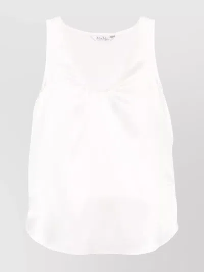 Max Mara Silk Satin Sleeveless Top With Wide Straps In White