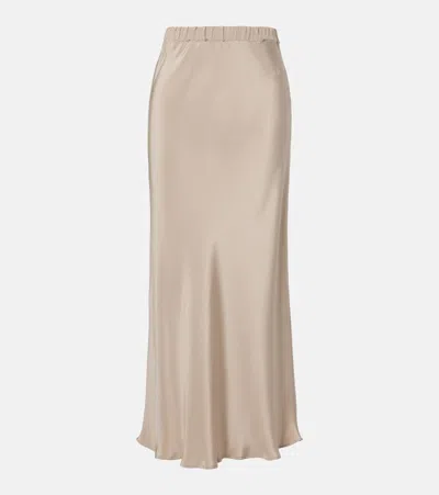 Max Mara Silk Satin Slip Skirt In Brown