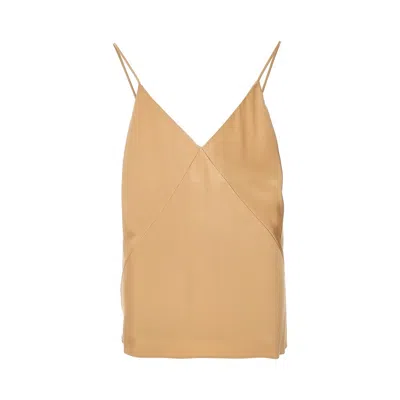Max Mara Silk Satin Top In Beige