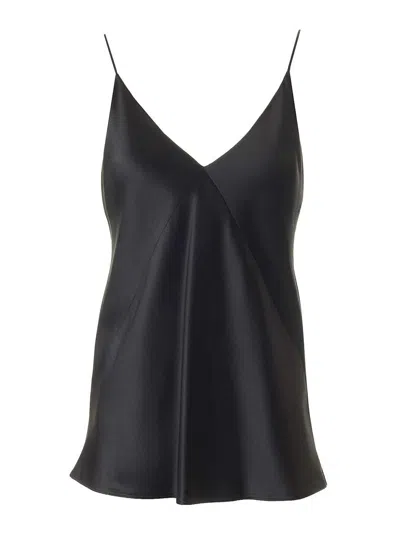 Max Mara Silk Satin Top In Black