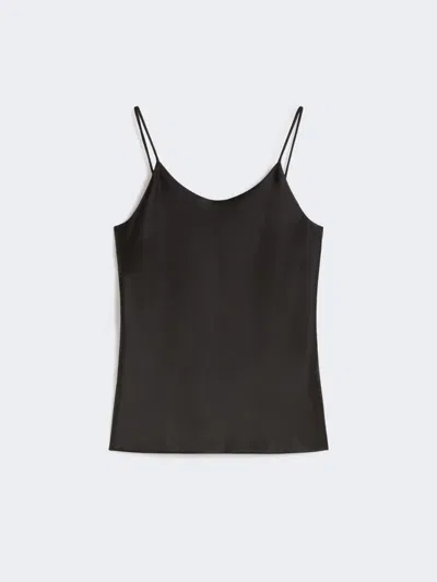Max Mara Silk-satin Top In Black