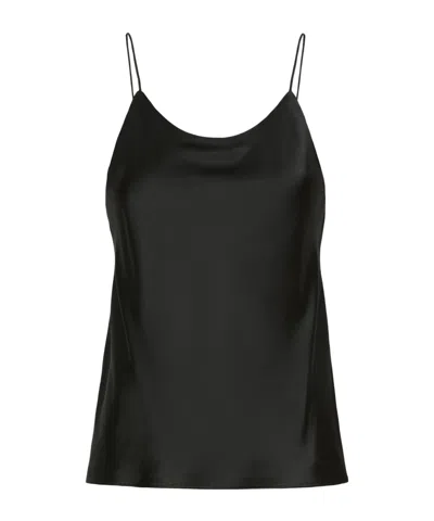 Max Mara Silk Satin Top In Black