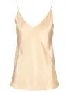 Max Mara Silk Satin Top Tops White In Yellow