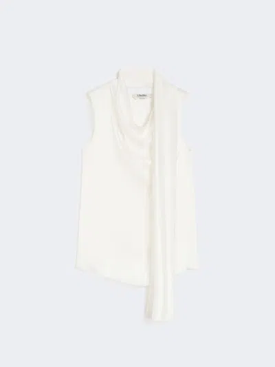 Max Mara Silk Satin Top In White