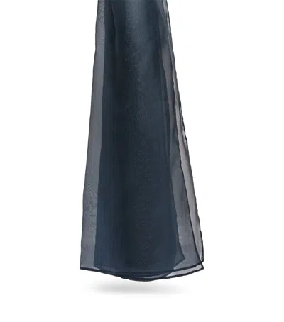 Max Mara Silk Scarf In Navy
