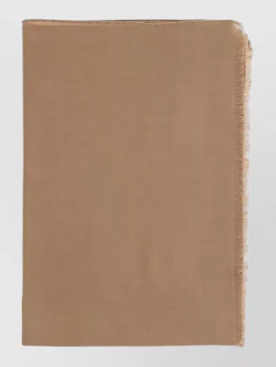 Max Mara Silk Scarf Rectangular Shape Lightweight Frayed Edges In Brown