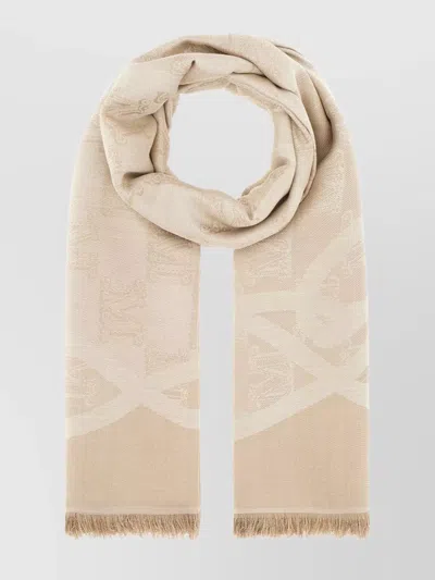 Max Mara Silk Scarf With Embroidered Monogram Pattern In 001