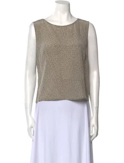 Pre-owned Max Mara Silk Scoop Neck Crop Top In Neutral