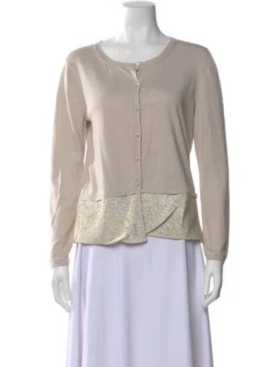 Pre-owned Max Mara Silk Scoop Neck Sweater In Neutral