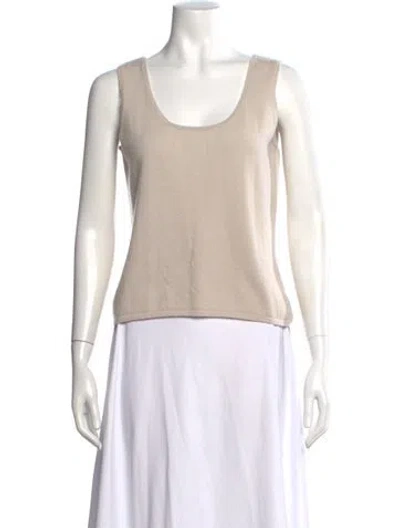 Pre-owned Max Mara Silk Scoop Neck Sweater In Neutral