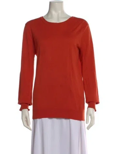 Pre-owned Max Mara Silk Scoop Neck Sweater In Orange