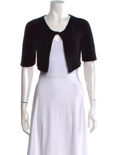 Pre-owned Max Mara Silk Scoop Neck Top In Black